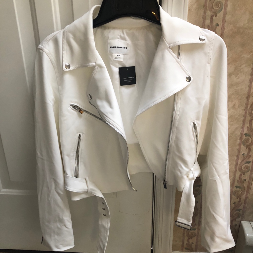 Club Monaco Brand New White Motto Jacket